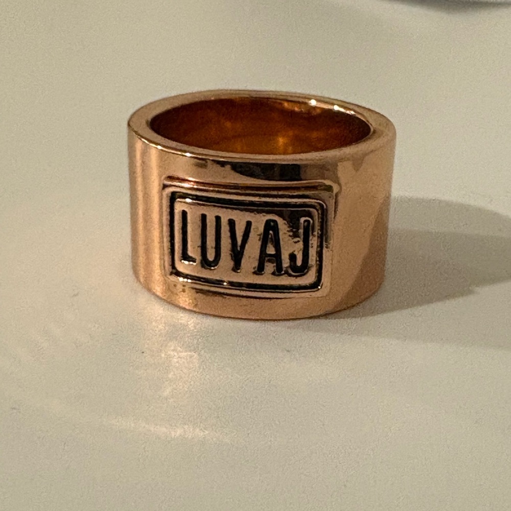 Luv AJ Rose Gold Plated Engraved Ring
